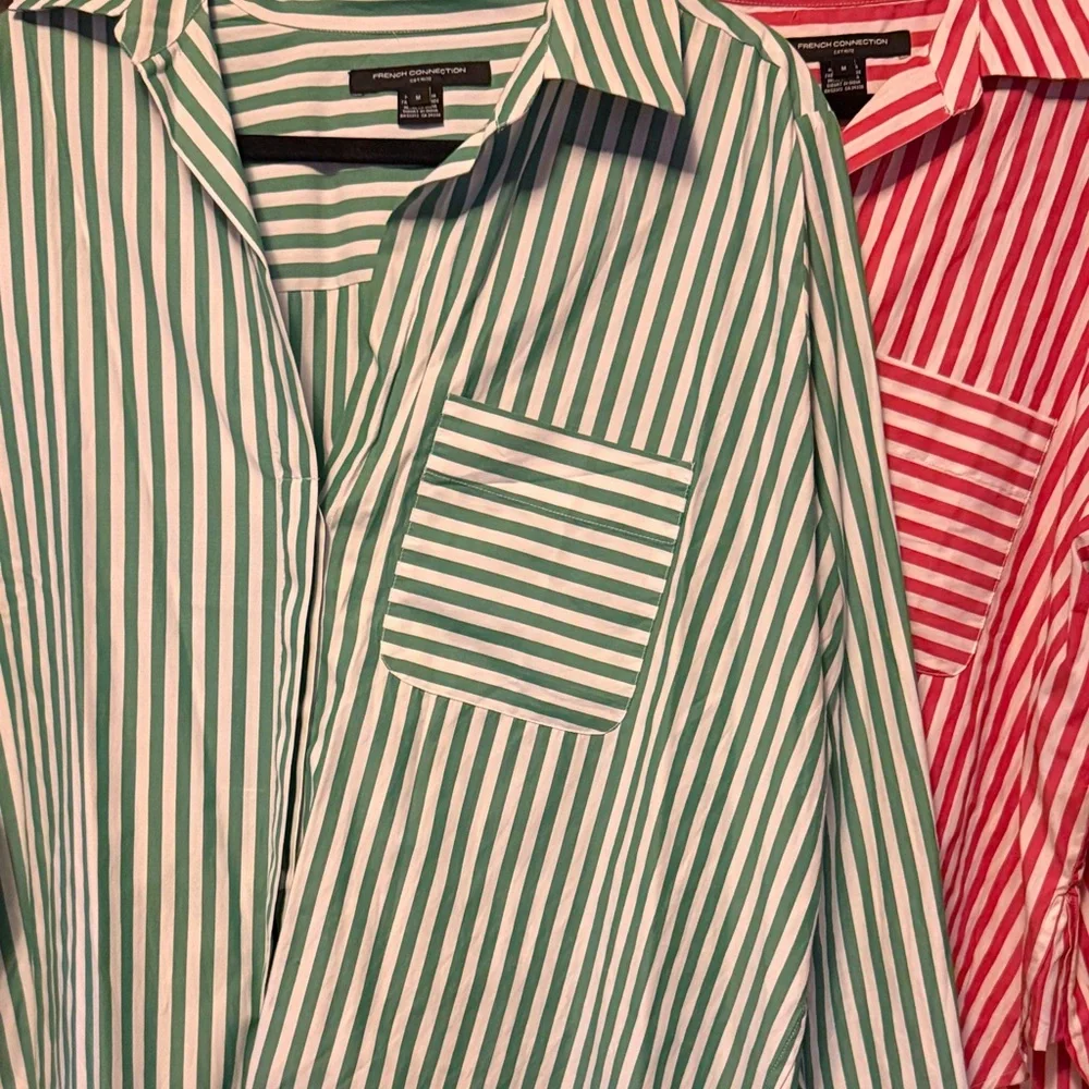 2 pack - French Connection Striped Button-Up Shirts - Red and Green - Picture 5 of 5